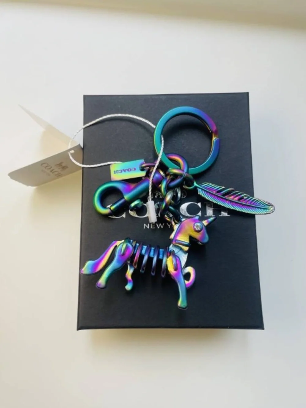 Coach Iridescent Unicorn Keychain & Card Holder Charm - Multicolor